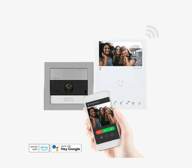 Comelit video intercom Simplebus 2 wifi kit met binnenpost en buitenpost voor veilige deurcommunicatie