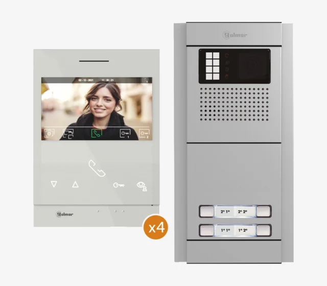 Intercom systeem met video camera Golmar Kit voor 4 appartementen N5204ART 4 XLITE